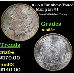 1885-o Rainbow Toned Morgan Dollar $1 Grades Select+ Unc