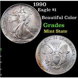 1990 Silver Eagle Dollar $1 Grades Mint State