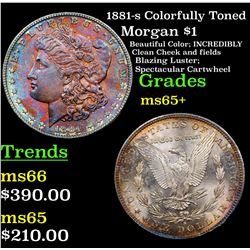 1881-s Colorfully Toned Morgan Dollar $1 Grades GEM+ Unc