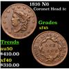 Image 1 : 1816 N6 Coronet Head Large Cent 1c Grades xf+