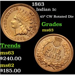 1863 Indian Cent 1c Grades Select Unc