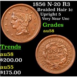 1856 N-20 R3 Braided Hair Large Cent 1c Grades Choice AU/BU Slider