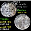 Image 1 : 1918-p Mercury Dime 10c Grades Select Unc+ FSB