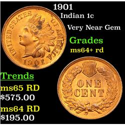 1901 Indian Cent 1c Grades Choice+ Unc RD