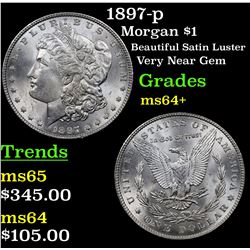 1897-p Morgan Dollar $1 Grades Choice+ Unc