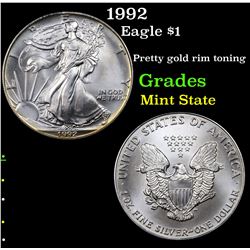 1992 Silver Eagle Dollar $1 Grades Mint State