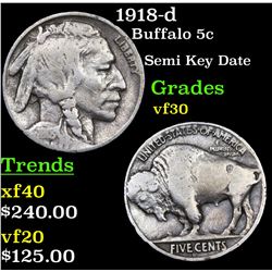 1918-d Buffalo Nickel 5c Grades vf++