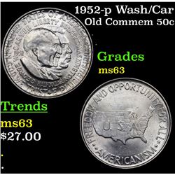 1952-p Wash/Car Old Commem Half Dollar 50c Grades Select Unc