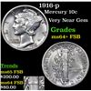 Image 1 : 1916-p Mercury Dime 10c Grades Choice Unc+ FSB