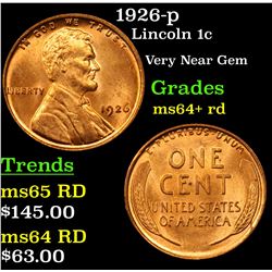 1926-p Lincoln Cent 1c Grades Choice+ Unc RD