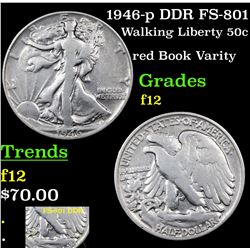 1946-p DDR FS-801 Walking Liberty Half Dollar 50c Grades f, fine