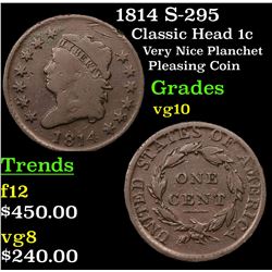 1814 S-295 Classic Head Large Cent 1c Grades vg+