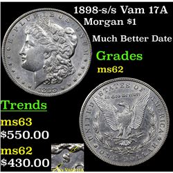 1898-s /s Vam 17A Morgan Dollar $1 Grades Select Unc