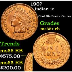 1907 Indian Cent 1c Grades Gem+ Unc RB