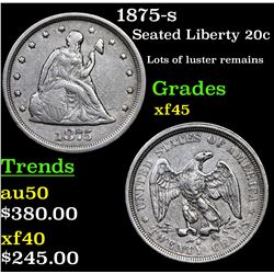 1875-s Twenty Cent Piece 20c Grades xf+