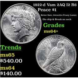 1922-d Vam 2AQ I2 R6 Peace Dollar $1 Grades Choice+ Unc