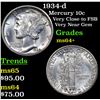Image 1 : 1934-d Mercury Dime 10c Grades Choice+ Unc