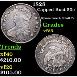 1828 Capped Bust Half Dollar 50c Grades vf++