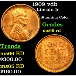 1909 vdb Lincoln Cent 1c Grades GEM+ Unc RD