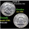 Image 1 : 1948-d Franklin Half Dollar 50c Grades UNC FBL