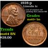 Image 1 : 1928-p Lincoln Cent 1c Grades Select+ Unc BN