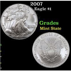 2007 Silver Eagle Dollar $1 Grades Mint State