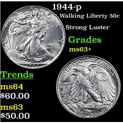 1944-p Walking Liberty Half Dollar 50c Grades Select+ Unc