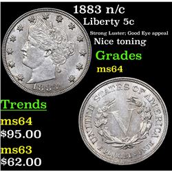 1883 n/c Liberty Nickel 5c Grades Choice Unc