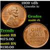 Image 1 : 1909 vdb Lincoln Cent 1c Grades GEM+ Unc RB