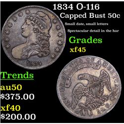 1834 O-116 Capped Bust Half Dollar 50c Grades xf+