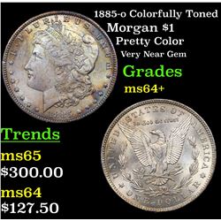 1885-o Colorfully Toned Morgan Dollar $1 Grades Choice+ Unc