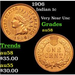 1906 Indian Cent 1c Grades Choice AU/BU Slider