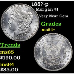 1887-p Morgan Dollar $1 Grades Choice+ Unc