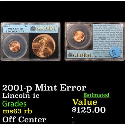 2001-p Mint Error Lincoln Cent 1c Grades Select Unc RB