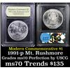 Image 1 : 1991-p Mount Rushmore Modern Commem Dollar $1 Graded ms70, Perfection By USCG