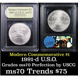 1991-d USO Modern Commem Dollar $1 Graded ms70, Perfection By USCG