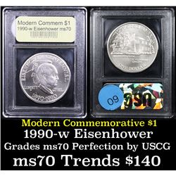 1990-w Eisenhower Modern Commem Dollar $1 Graded ms70, Perfection By USCG