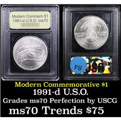1991-d USO Modern Commem Dollar $1 Graded ms70, Perfection By USCG