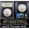Image 1 : 2011-s Medal of Honor Modern Commem Dollar $1 Graded ms70, Perfection By USCG