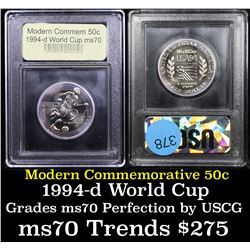 1994-d World Cup Modern Commem Half Dollar 50c Graded ms70, Perfection By USCG