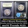 Image 1 : 1991-d Mount Rushmore Modern Commem Half Dollar 50c Graded ms70, Perfection By USCG