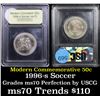 Image 1 : 1996-s Olympics Soccer Modern Commem Half Dollar 50c Graded ms70, Perfection By USCG