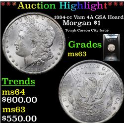 ANACS 1884-cc Vam 4A GSA Hoard Morgan Dollar $1 Graded ms63 By ANACS