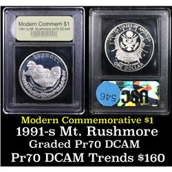 Proof 1991-S Mount Rushmore Modern Commem Dollar $1 Graded GEM++ Proof Deep Cameo By USCG