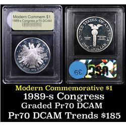 Proof 1989-S Congress Modern Commem Dollar $1 Graded GEM++ Proof Deep Cameo By USCG