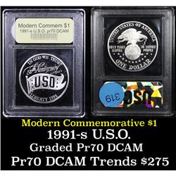 Proof 1991-S USO Modern Commem Dollar $1 Graded GEM++ Proof Deep Cameo By USCG