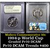 Image 1 : Proof 1994-P World Cup Modern Commem Half Dollar 50c Graded GEM++ Proof Deep Cameo By USCG