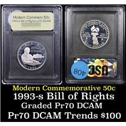 Proof 1993-s Bill of Rights Modern Commem Half Dollar 50c Graded GEM++ Proof Deep Cameo By USCG