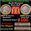 Image 1 : Mixed small cents 1c orig shotgun roll, 1917-s Wheat Cent, 1892 Indian Cent other end, McDonalds Wra