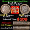 Image 1 : Mixed small cents 1c orig shotgun roll, 1918-d Wheat Cent, 1887 Indian Cent other end,McDnalds Wrapp